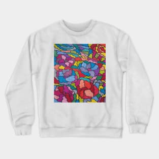 Abstract Flowers Stainned Glass Art Crewneck Sweatshirt